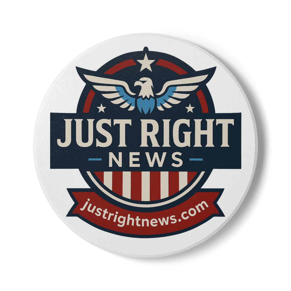 Patriotic Ceramic Coaster with Eagle Design | Just Right News Drinkware, Home Decor, Gift for Freedom Lovers, Americana Style